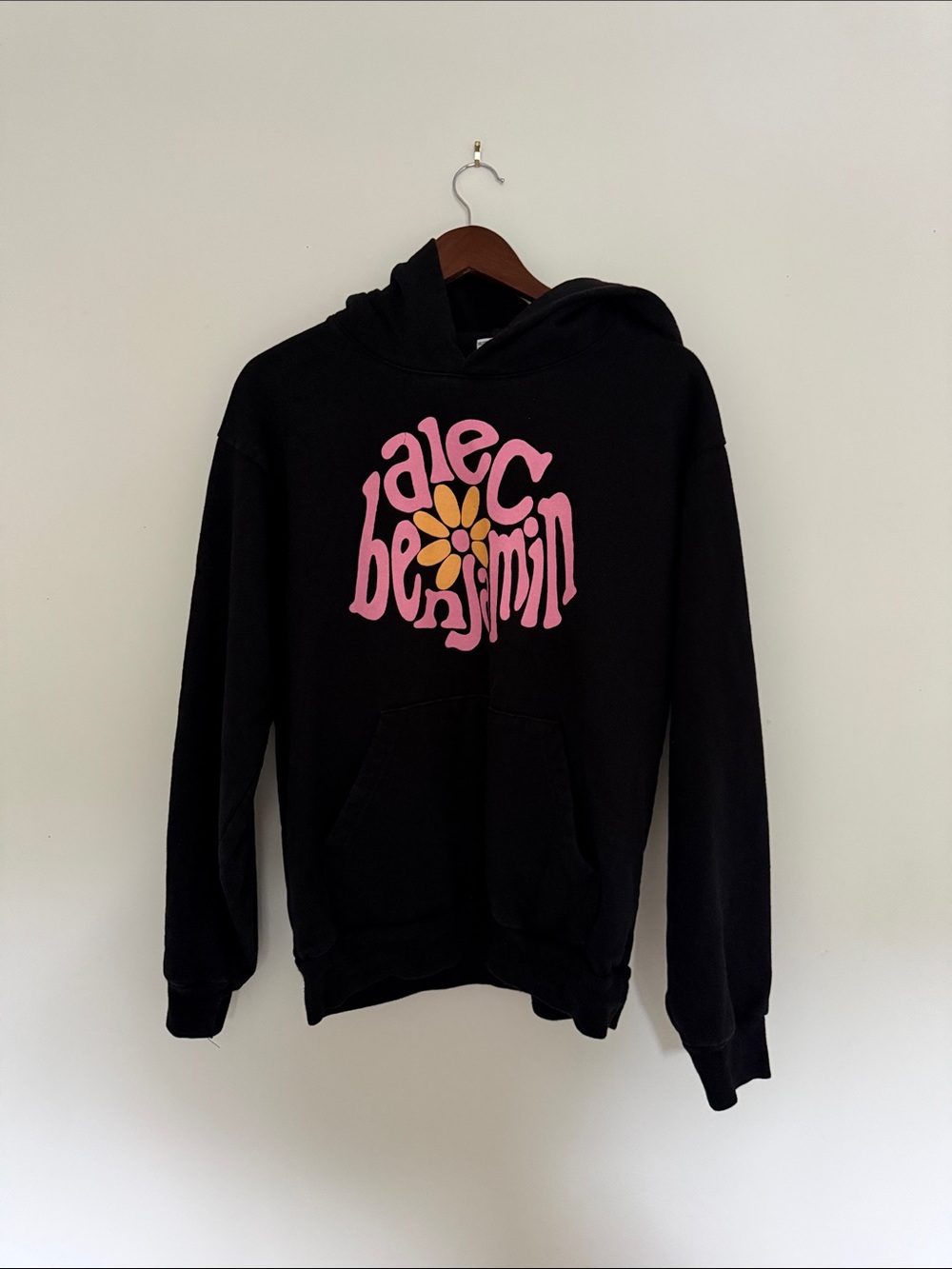Alec Benjamin Black Pullover Hoodie with Pink & Yellow Flower Graphic